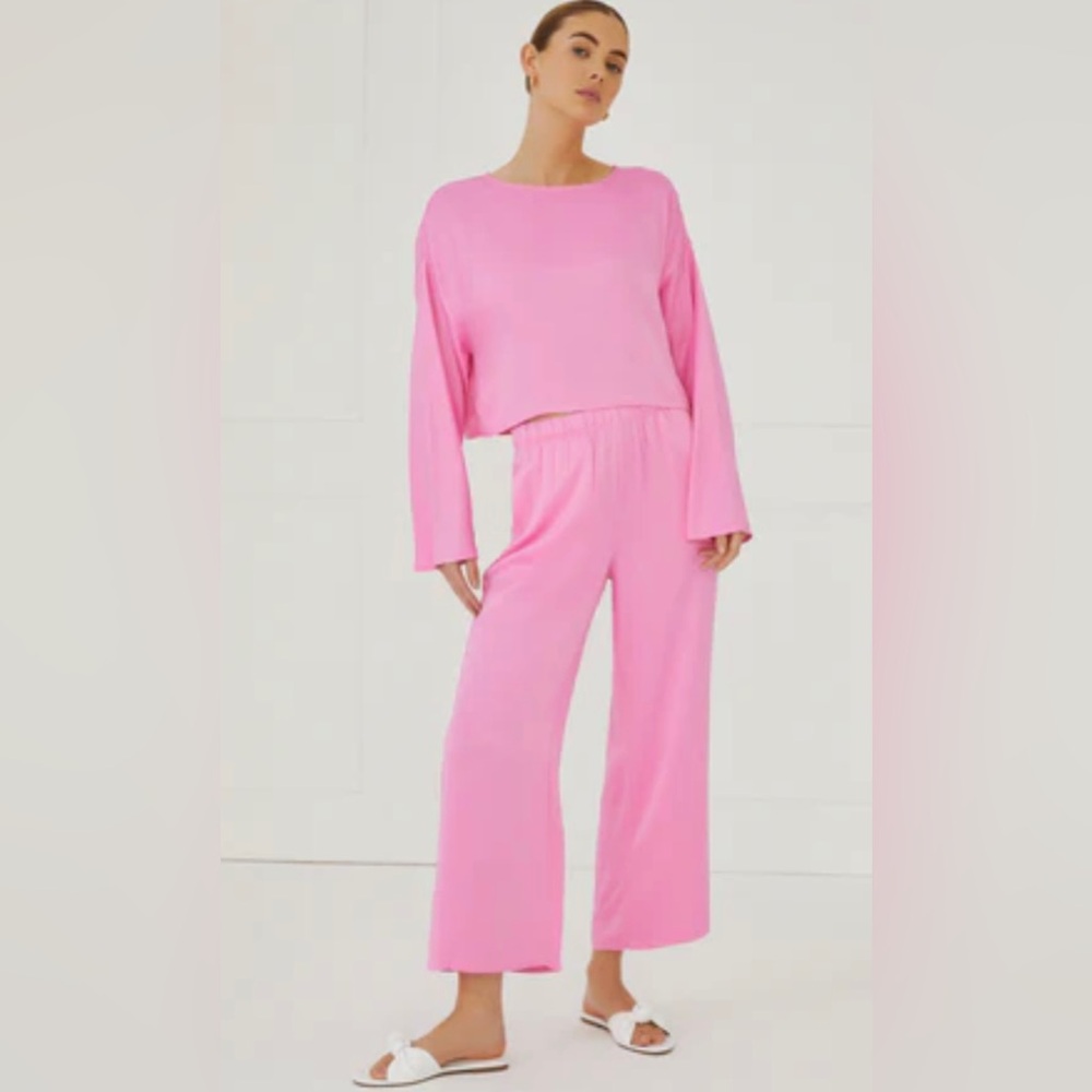 Something navy bubblegum pink silk set (BOTH PIECES) size M